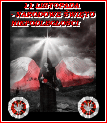 Kobieta ze skrzydłami flagi Polskiej